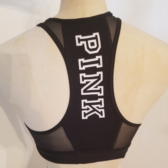 VS Pink Sport Bra Mesh Black Sz S - Picture 1 of 6